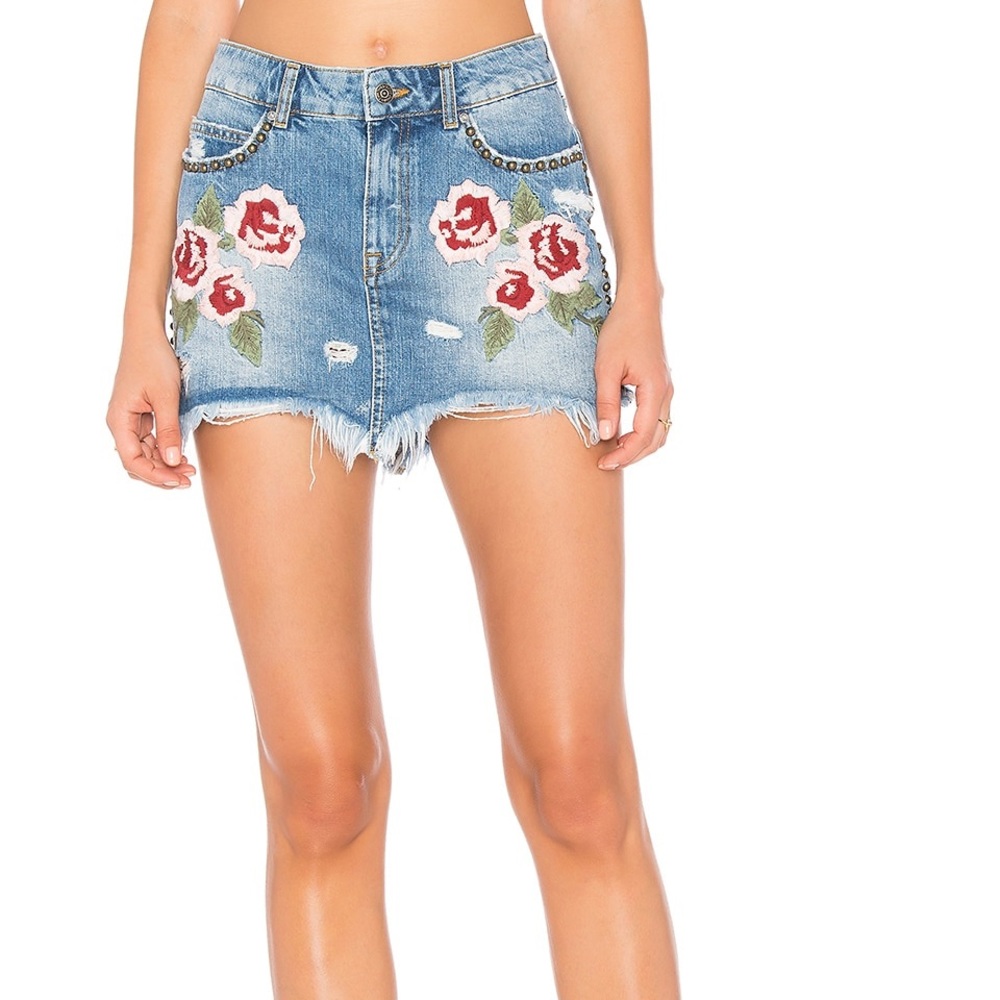 Free People Wild Rose Ember Mini in Light Denim